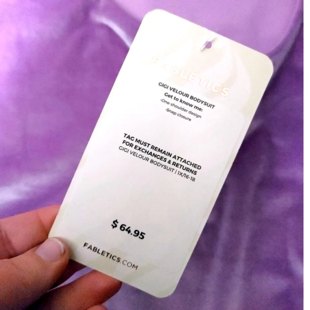Fabletics Lilac Purple Gigi Velour One Shoulder Bodysuit Womens Plus Size 1X NWT - Picture 8 of 10